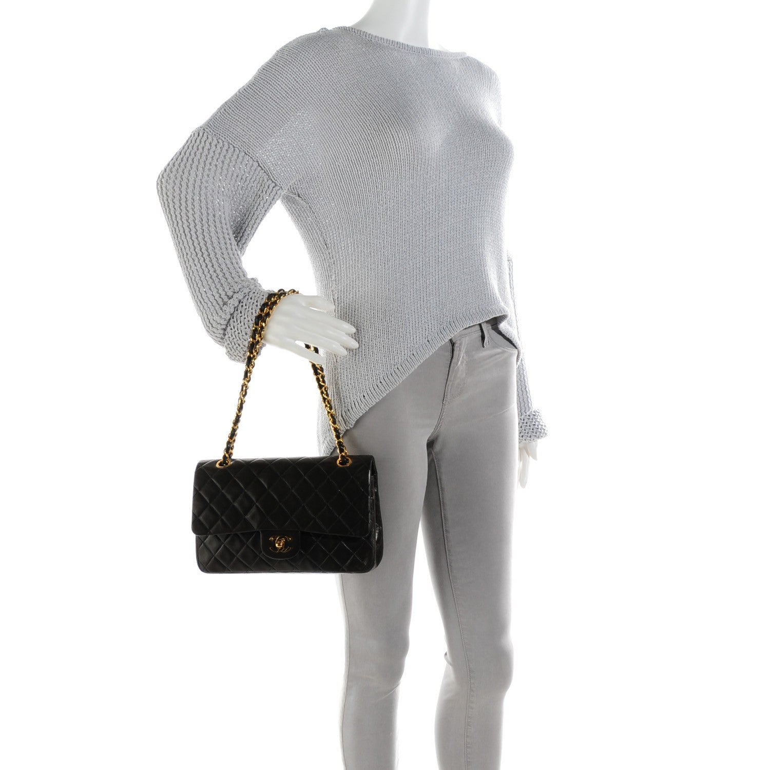 Chanel Lambskin Quilted Medium Double Flap Black 2 of 9