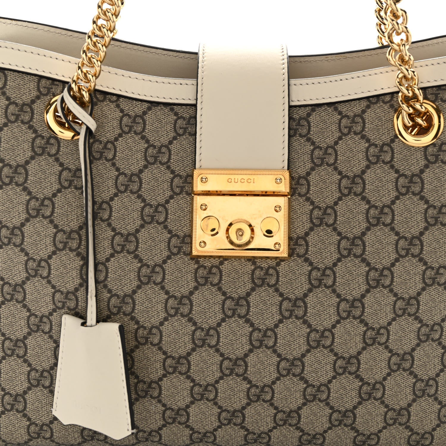 Gucci GG Supreme Monogram Medium Padlock Tote White 10 of 16