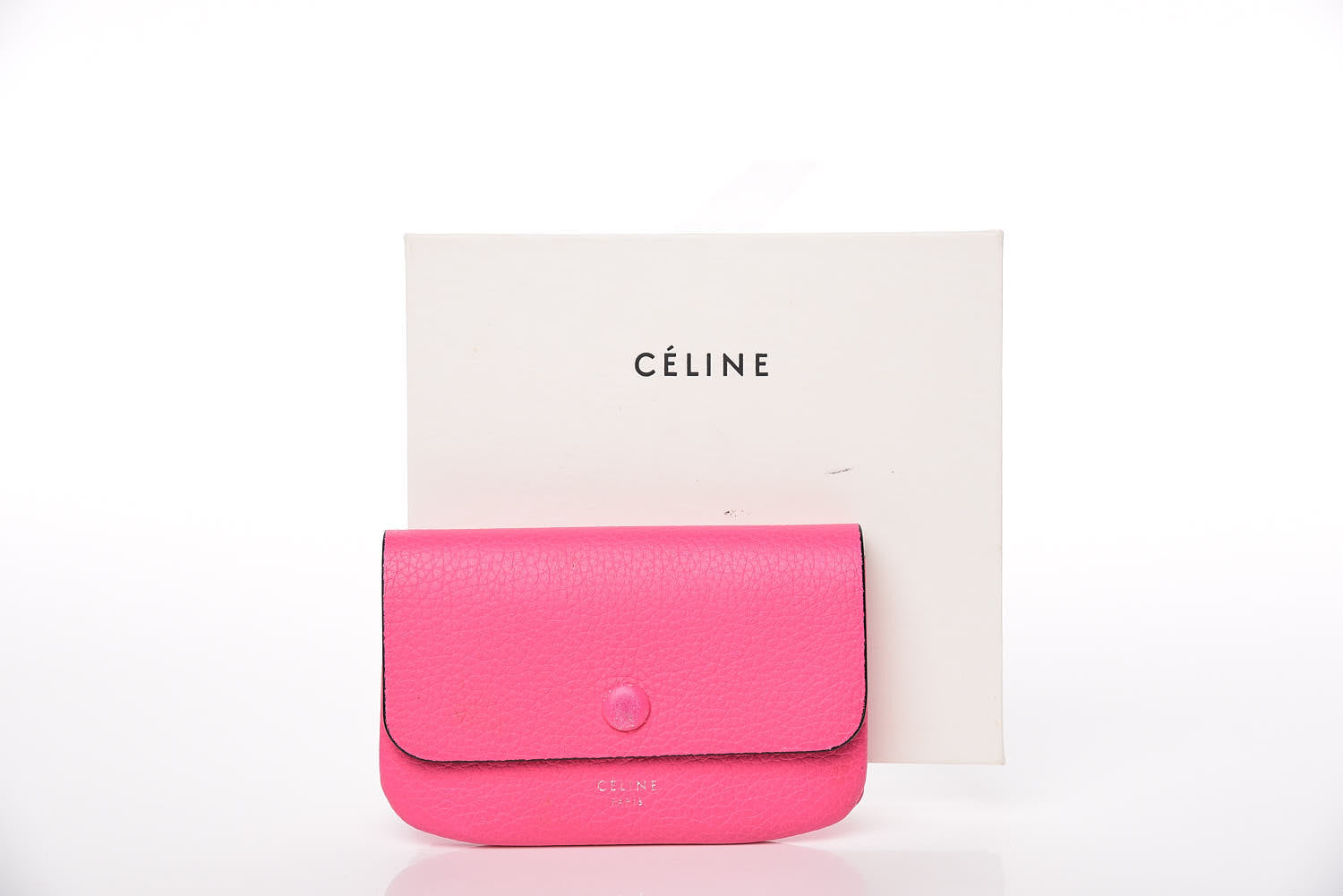 Celine Calfskin Flap Card Holder Fluo Pink 13 of 13