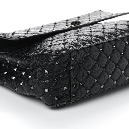 Valentino Garavani Craquele Nappa Large Rockstud Spike Shoulder Bag Black 7 of 9