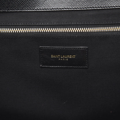 Saint Laurent Grain De Poudre Matelasse Chevron Large Monogram Satchel Black 6 of 9