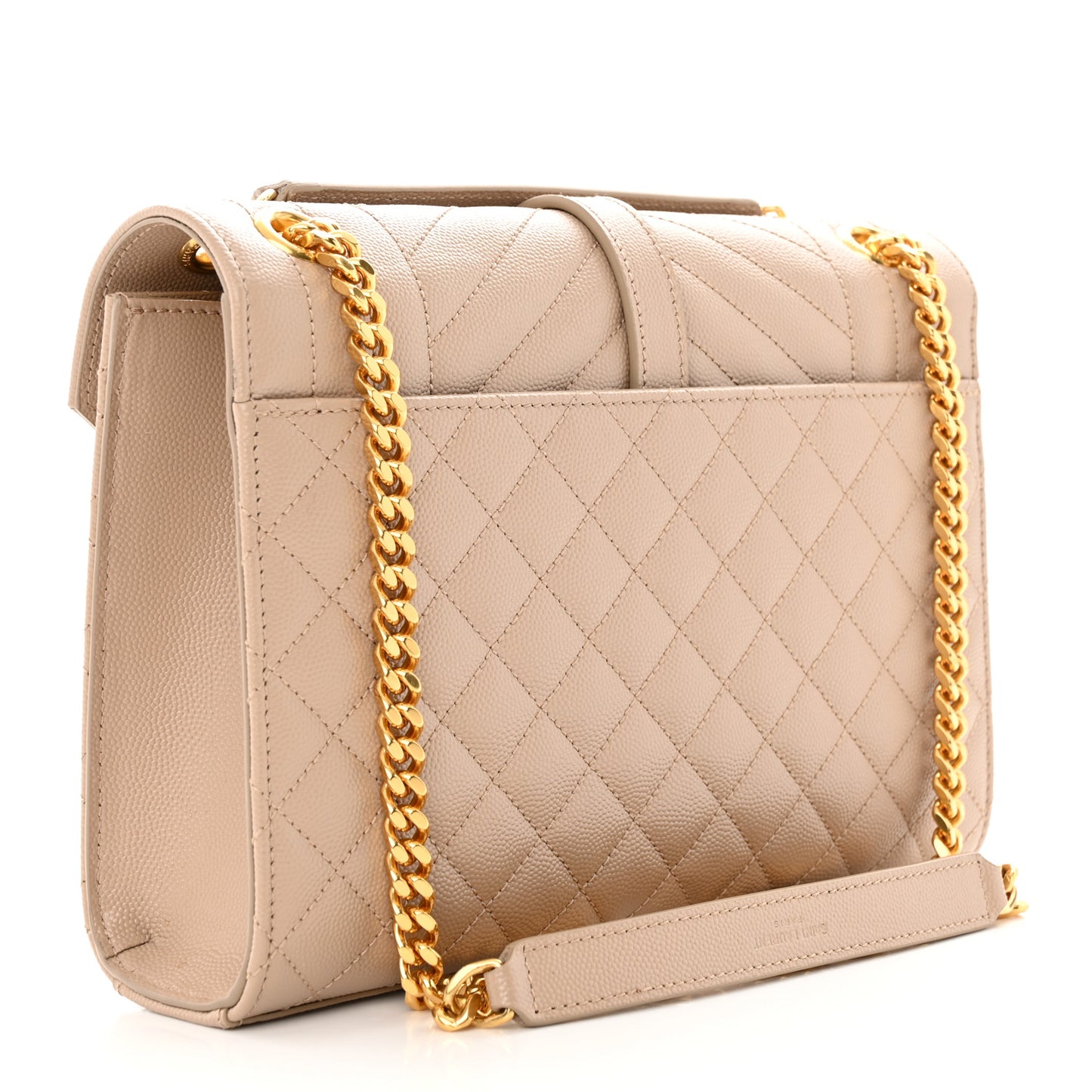 Grain De Poudre Textured Mixed Matelasse Medium Triquilt Monogram Satchel Dark Beige