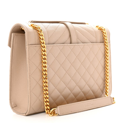 Saint Laurent Grain De Poudre Textured Mixed Matelasse Medium Triquilt Monogram Satchel Dark Beige 3 of 14