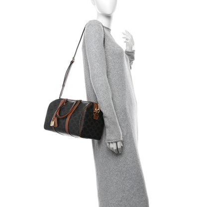 Celine Triomphe Canvas Calfskin Large Boston Bag Tan 2 of 11