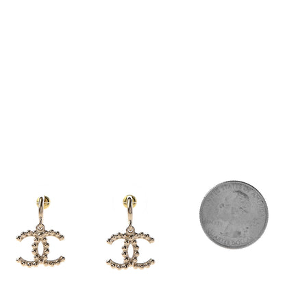 Chanel Metal Bead CC Drop Earrings Gold 2 of 4