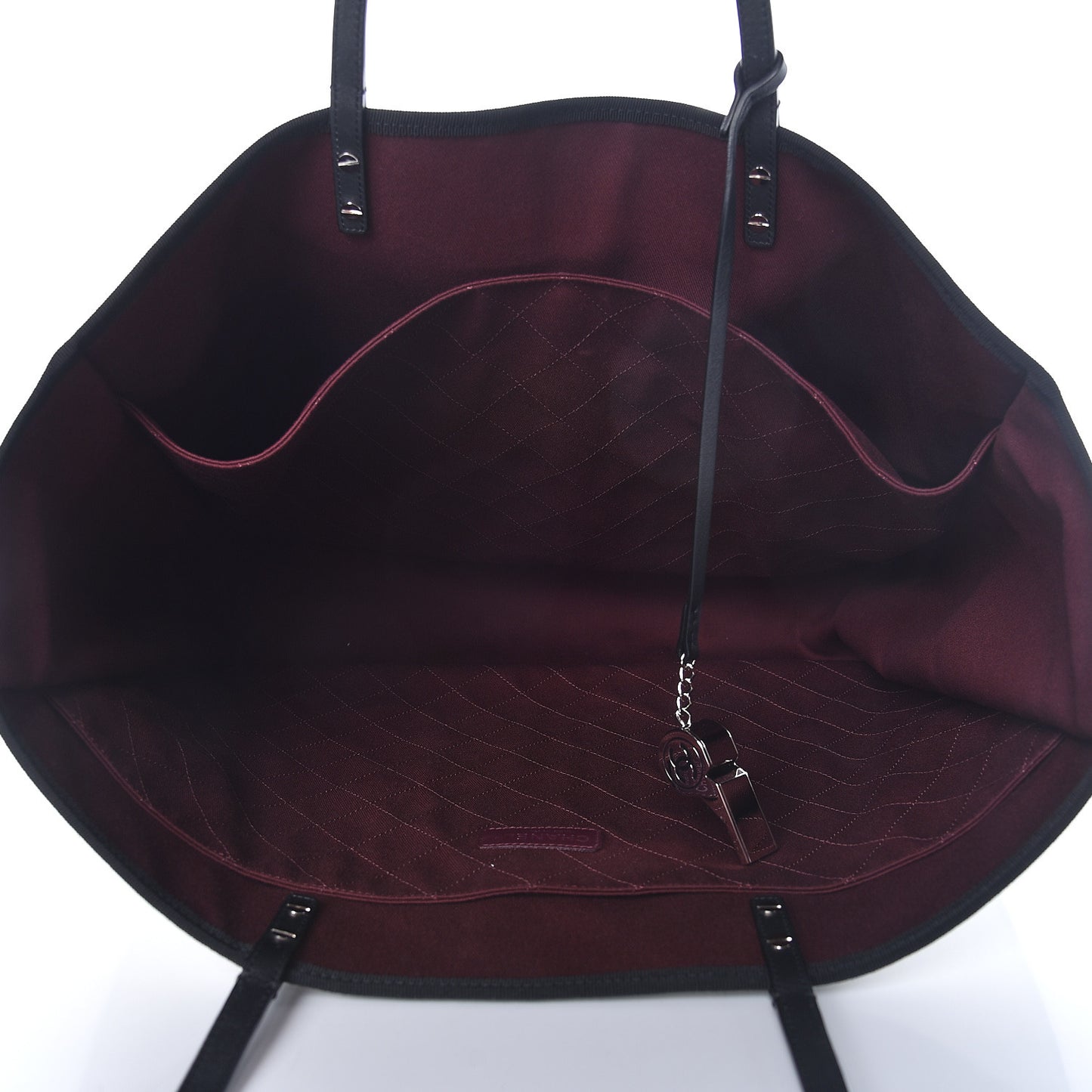 Canvas Calfskin Large Let's Demonstrate Tote White Black