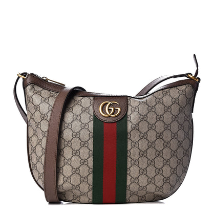Gucci GG Supreme Monogram Web Small Ophidia Half Moon Hobo Brown 1 of 9