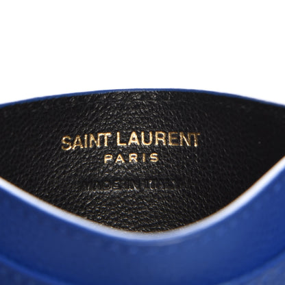 Saint Laurent Grain De Poudre Matelasse Monogram Credit Card Case Blue Majorelle 6 of 7