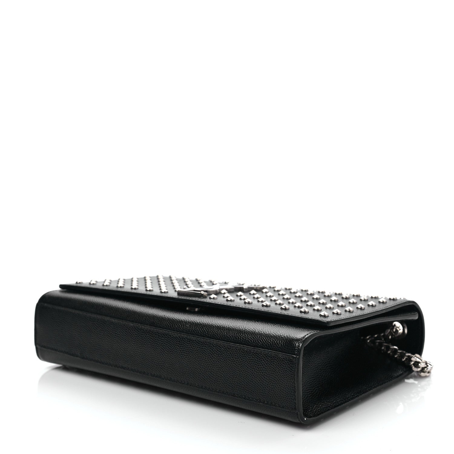 Saint Laurent Grain De Poudre Studded Medium Monogram Kate Satchel Black 8 of 8