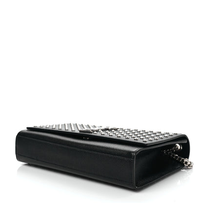 Saint Laurent Grain De Poudre Studded Medium Monogram Kate Satchel Black 8 of 8