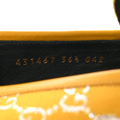 Gucci Canvas Lame GG Monogram Horsebit Womens Jordaan Loafers 36.5 Lemon Silver 8 of 11