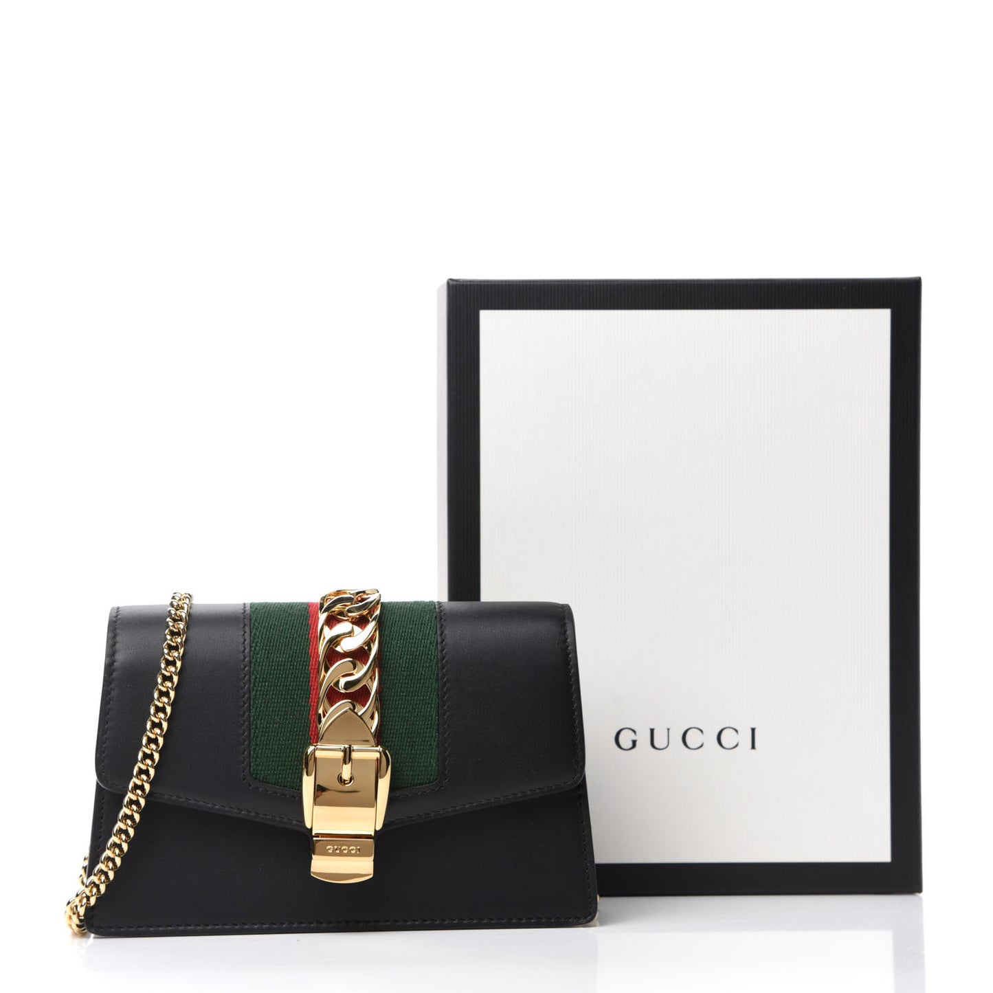 Calfskin Super Mini Sylvie Chain Shoulder Bag Black