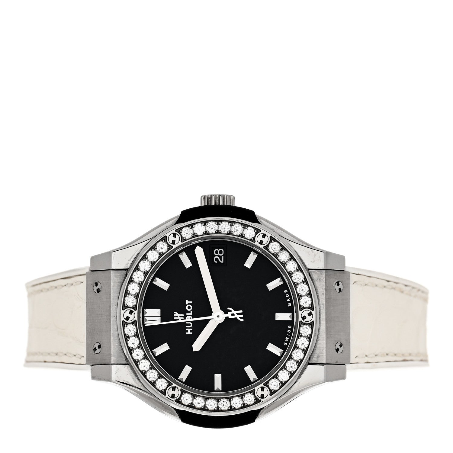 Hublot Stainless Steel Alligator Diamond Bezel 33mm Classic Fusion Quartz Watch Black 581.NX.1171.RX.1104 2 of 6