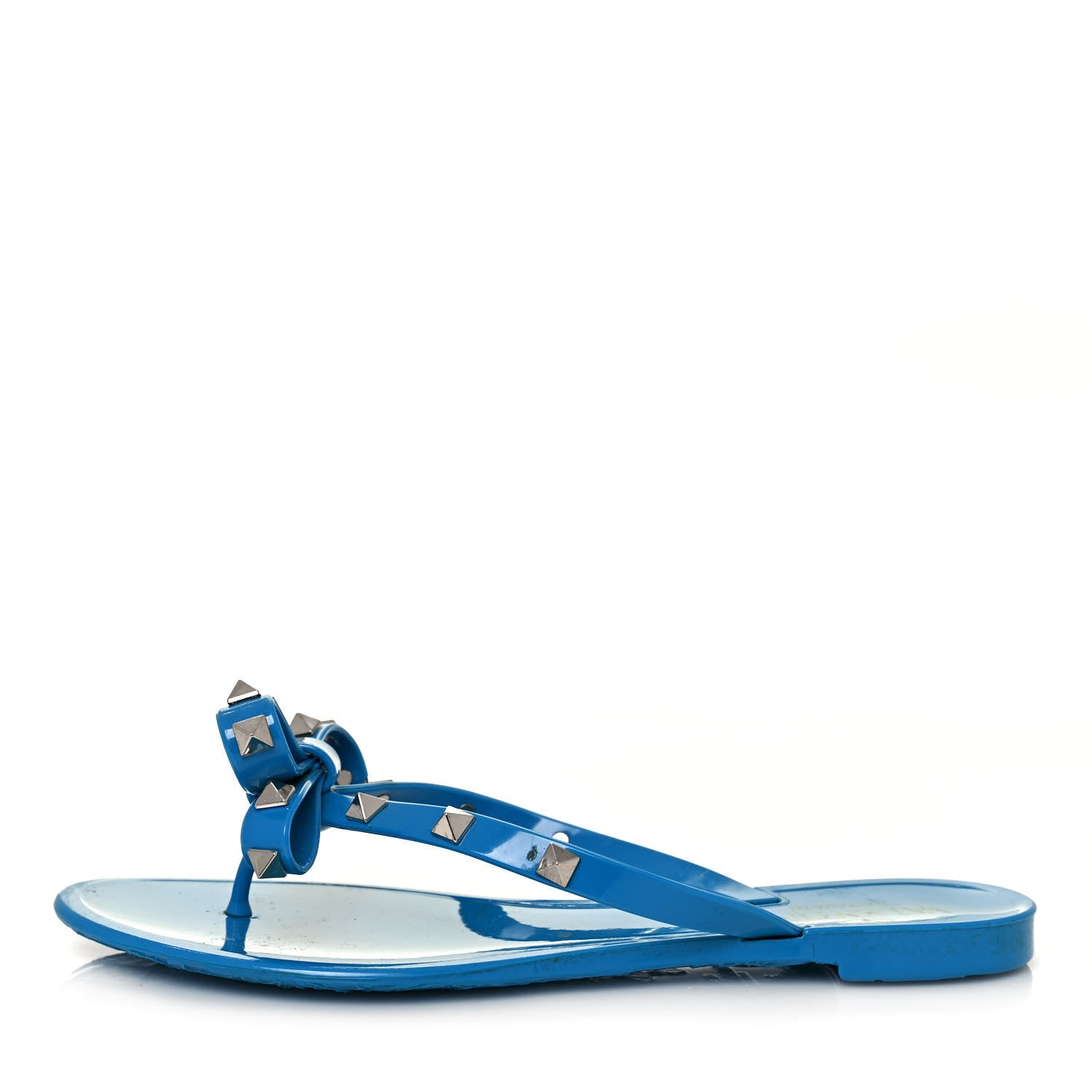Valentino Garavani PVC Jelly Rockstud Bow Thong Sandals 36 Blue 1 of 8