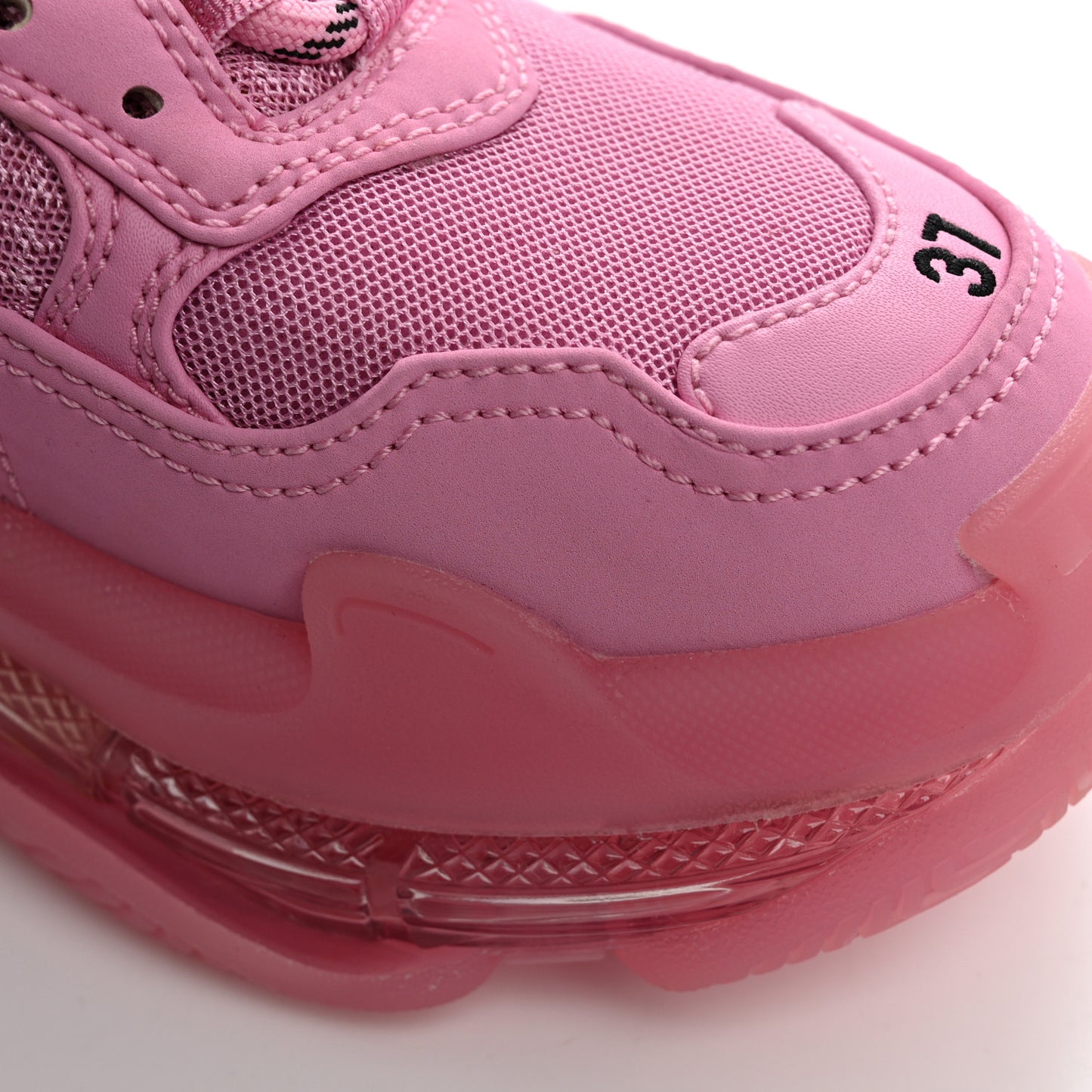 Fabric Mesh Clear Sole Womens Triple S Sneakers 37 Pink