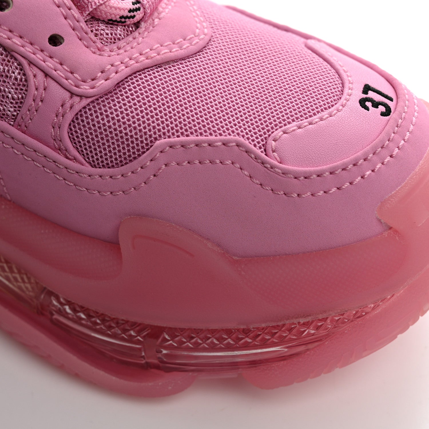 Balenciaga Fabric Mesh Clear Sole Womens Triple S Sneakers 37 Pink 9 of 10