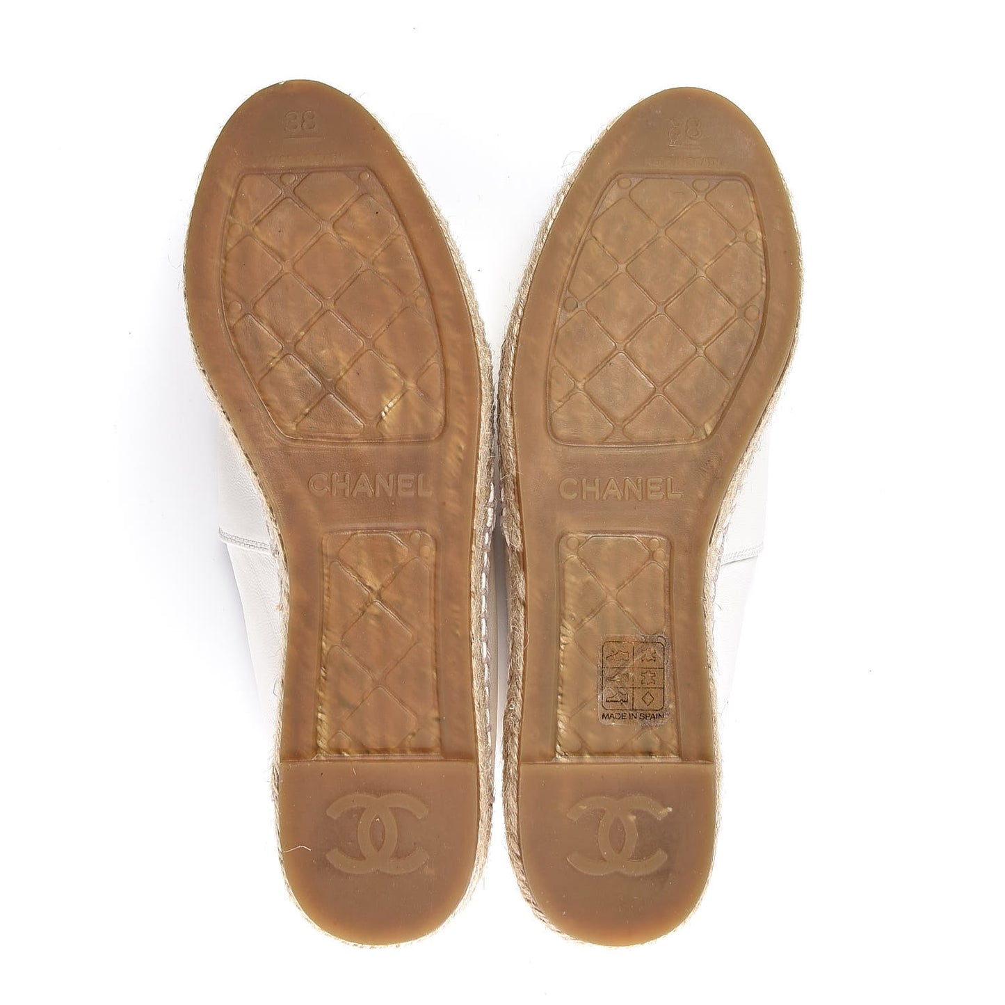 Lambskin CC Espadrilles 38 White Black