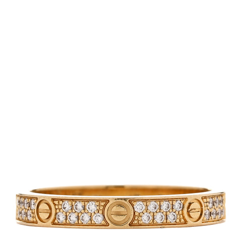18K Yellow Gold Diamond 2.6mm LOVE Paved Band Ring 47 4
