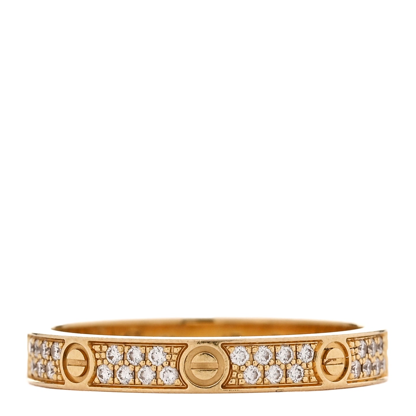 18K Yellow Gold Diamond 2.6mm LOVE Paved Band Ring 47 4