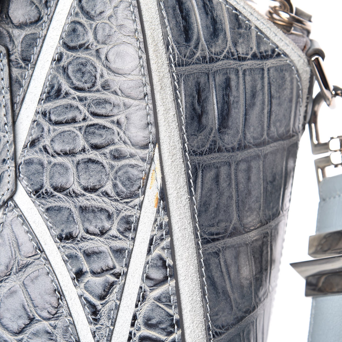 Calfskin Crocodile Embossed Medium Antigona Blue