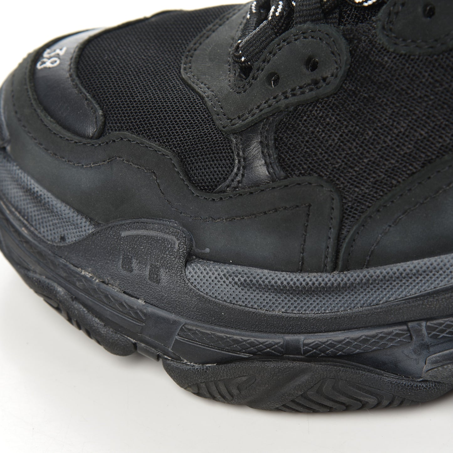 Fabric Mesh Womens Triple S Sneakers 38 Black