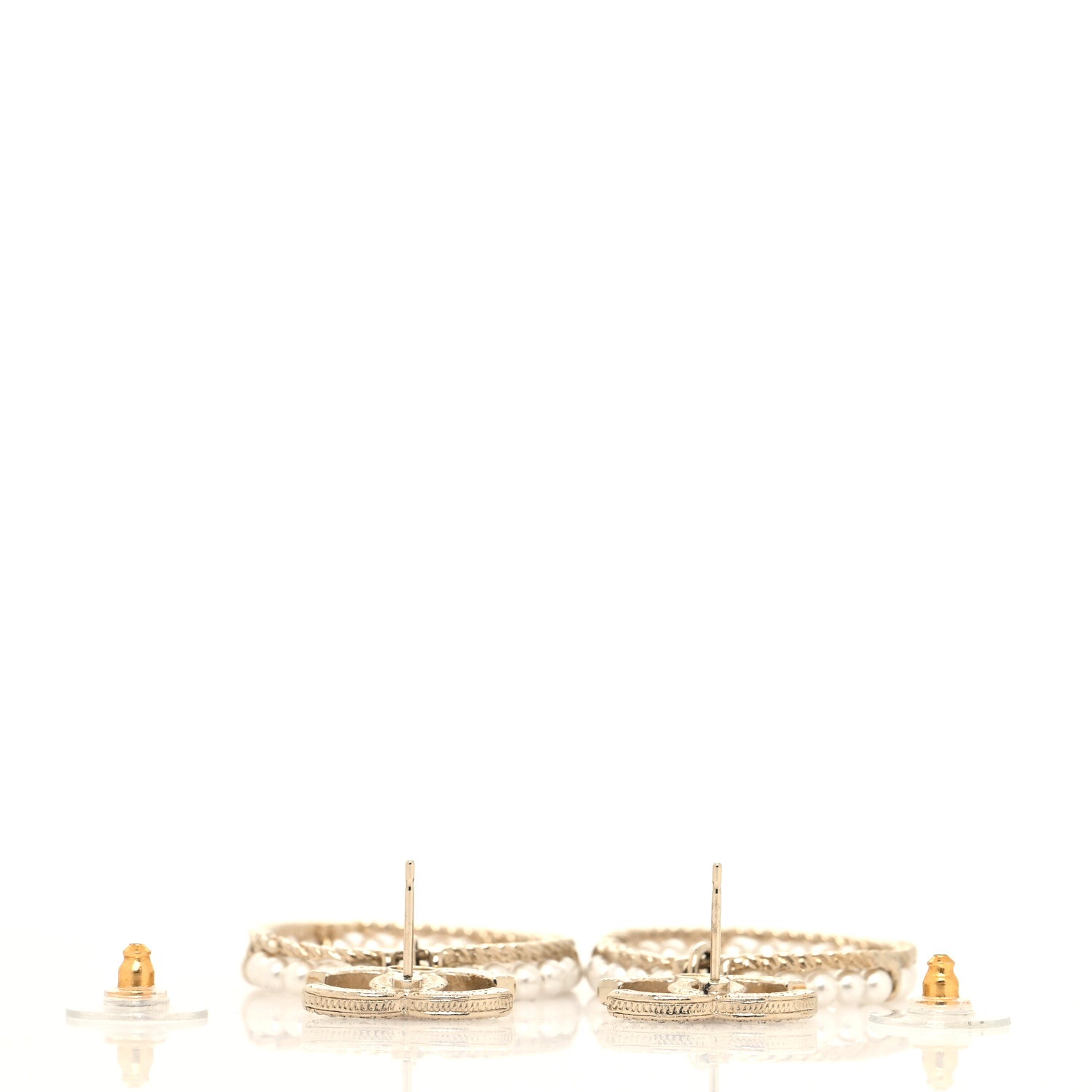 Chanel Crystal Pearl Chanel Charms CC Drop Earrings Gold 3 of 4