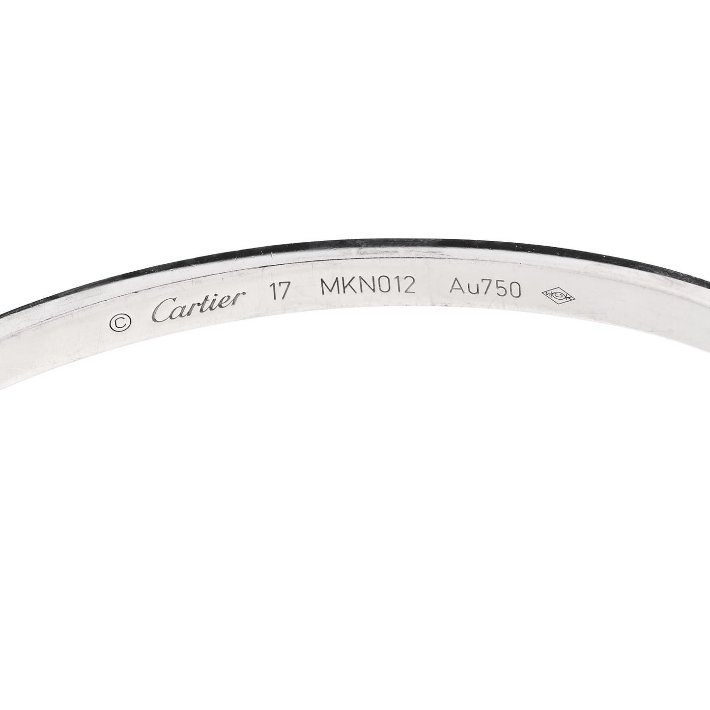 18K White Gold 6 Diamond Small LOVE Bracelet 17