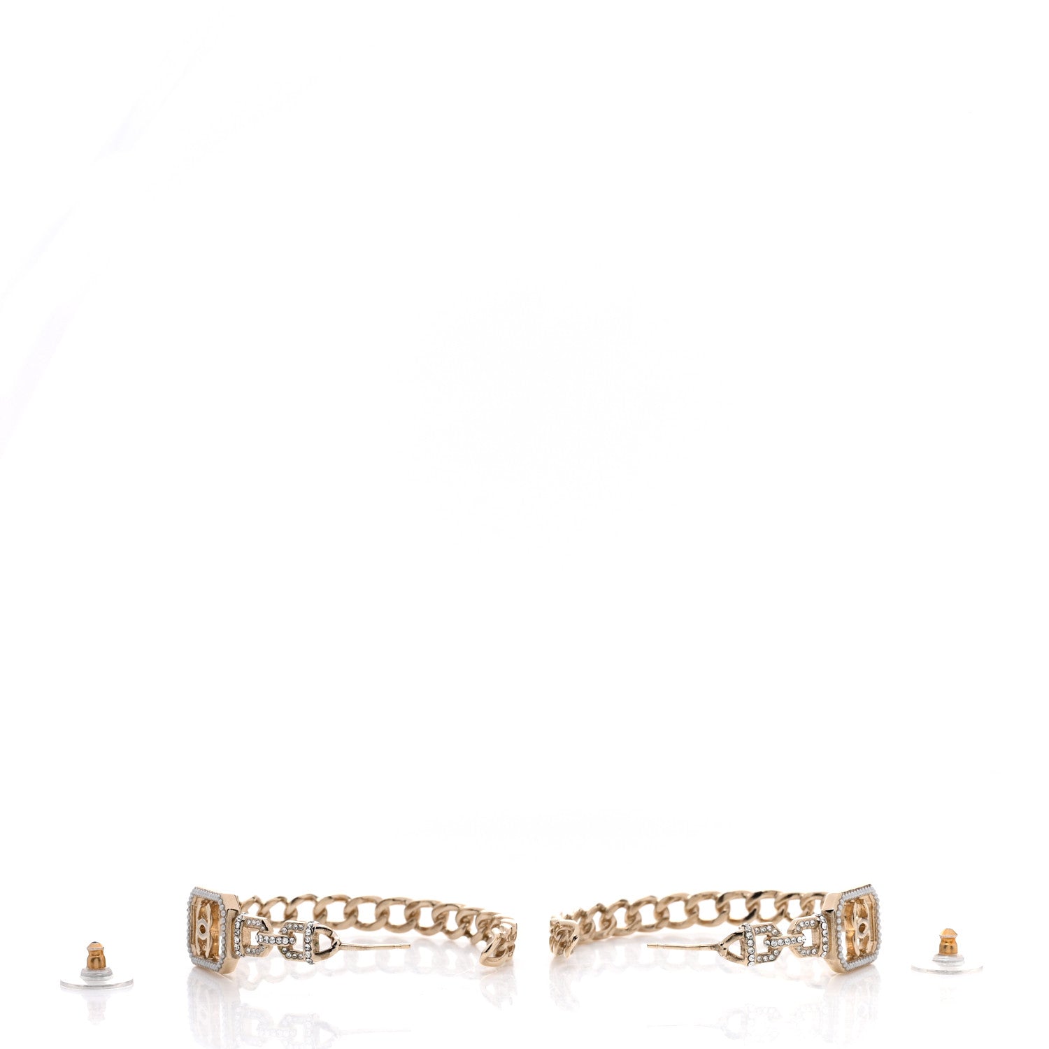 Chanel Crystal CC Vendome Hoop Earrings Gold 3 of 5