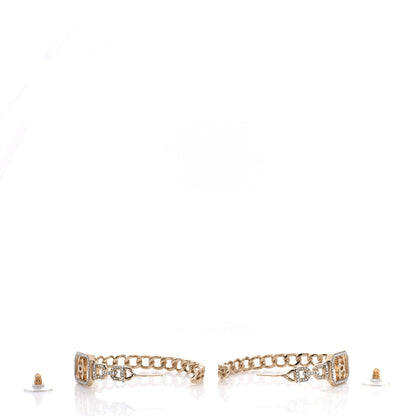 Chanel Crystal CC Vendome Hoop Earrings Gold 3 of 5