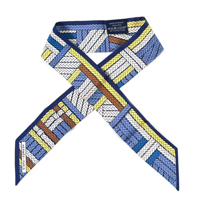 Hermes Silk Tresses H Twilly Bleu Lavande Marin Jaune 1 of 4