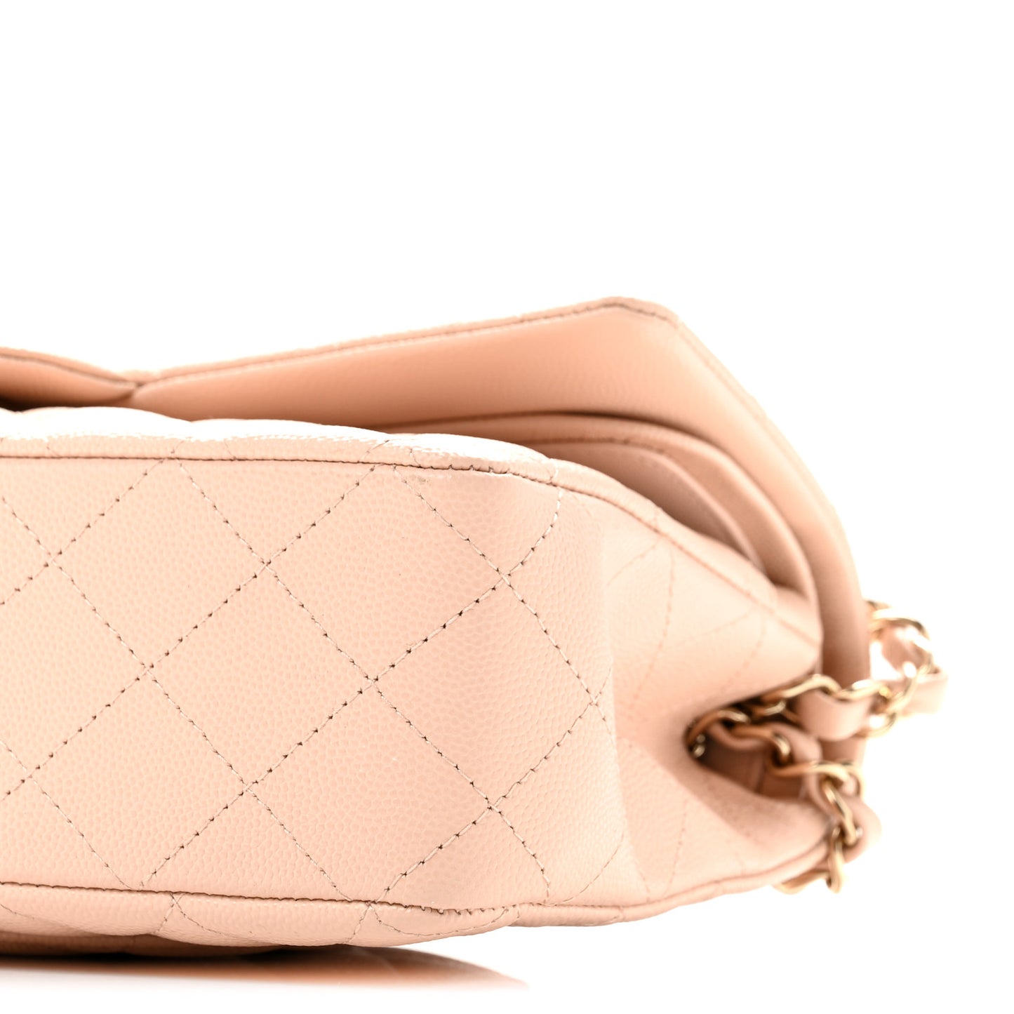 Caviar Quilted Medium Double Flap Light Beige