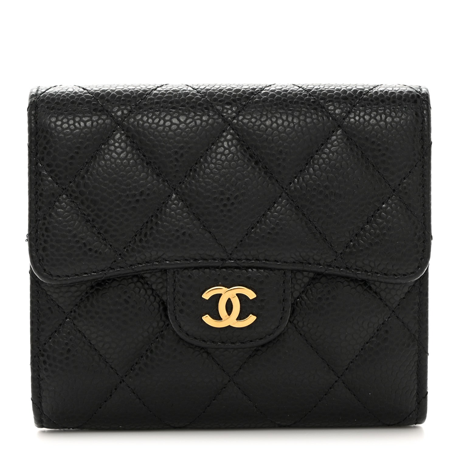 Chanel Caviar Quilted Compact Flap Wallet Black 1 of 8