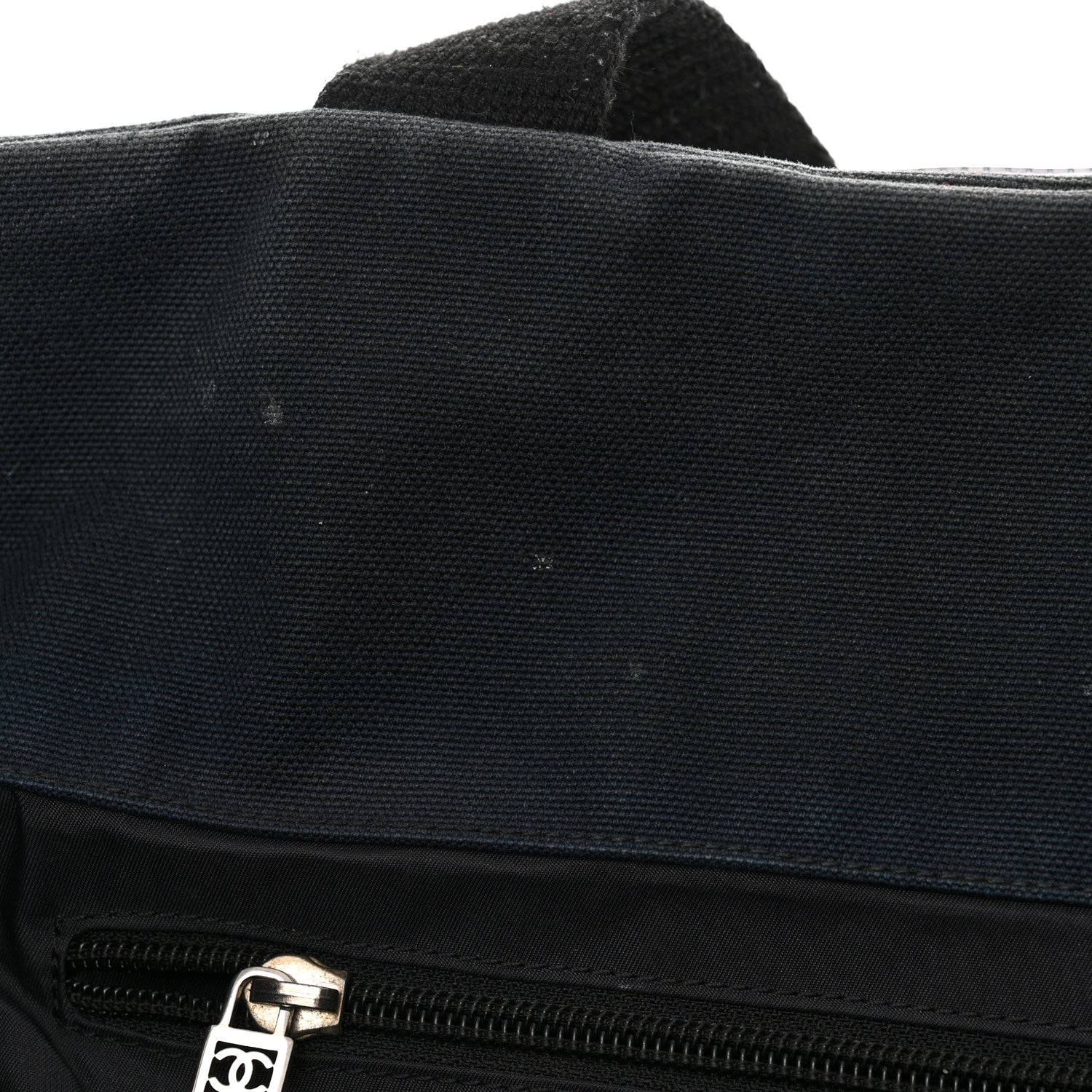 Chanel Canvas Vinyl Perforated CC Tote White Black Dark Navy 12 of 24