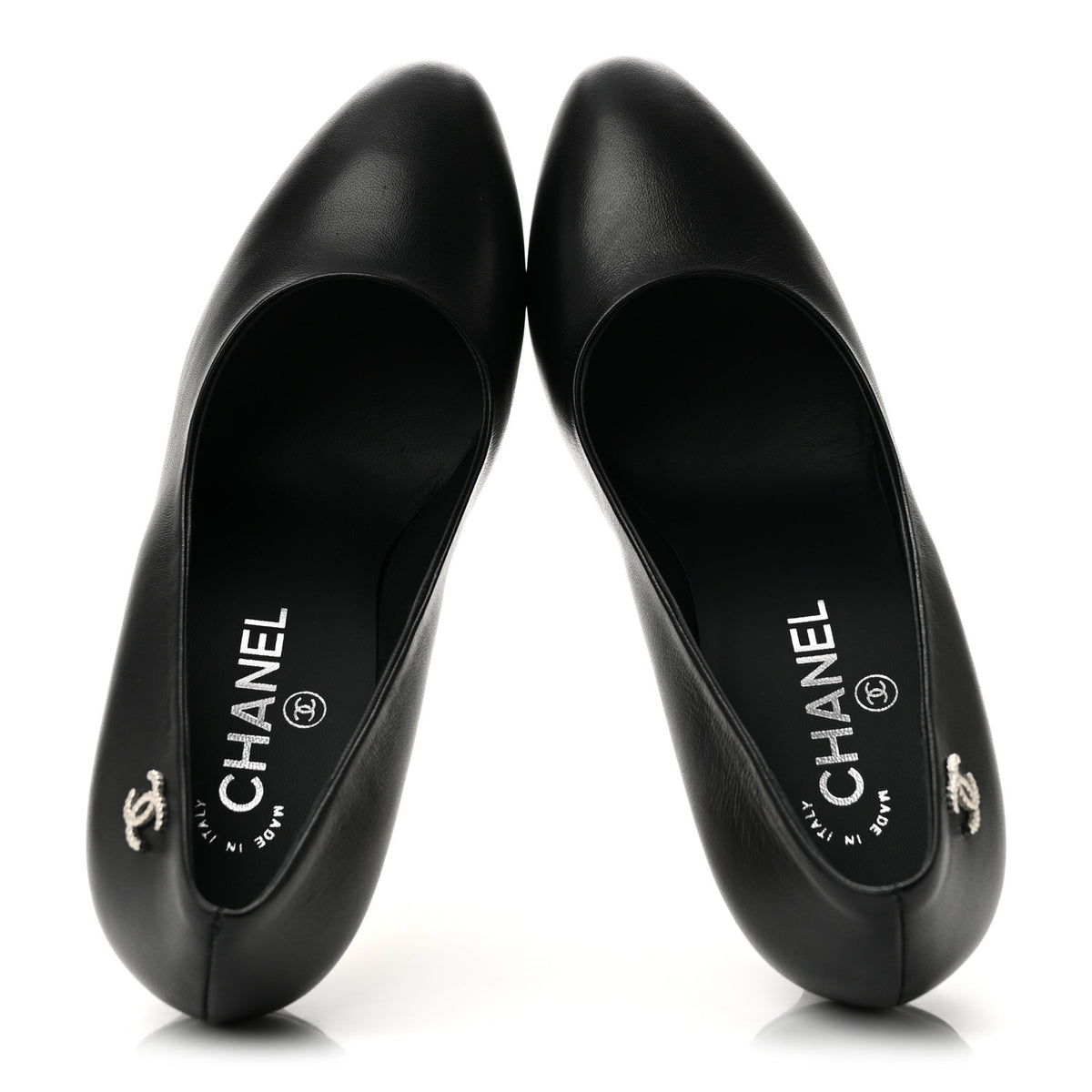 Chanel Lambskin CC Pumps 38.5 Black 2 of 11