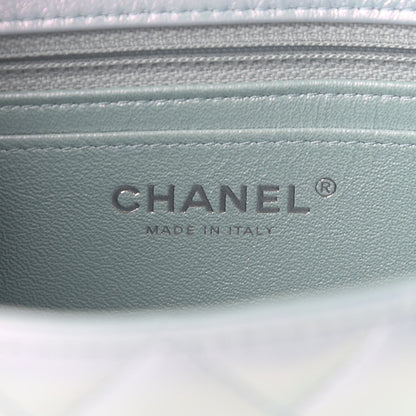 Chanel Iridescent Calfskin Quilted Mini Rectangular Flap Light Blue 6 of 9