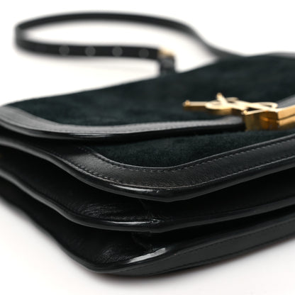 Saint Laurent Suede Smooth Calfskin Monogram Medium Solferino Soft Satchel Black 9 of 11