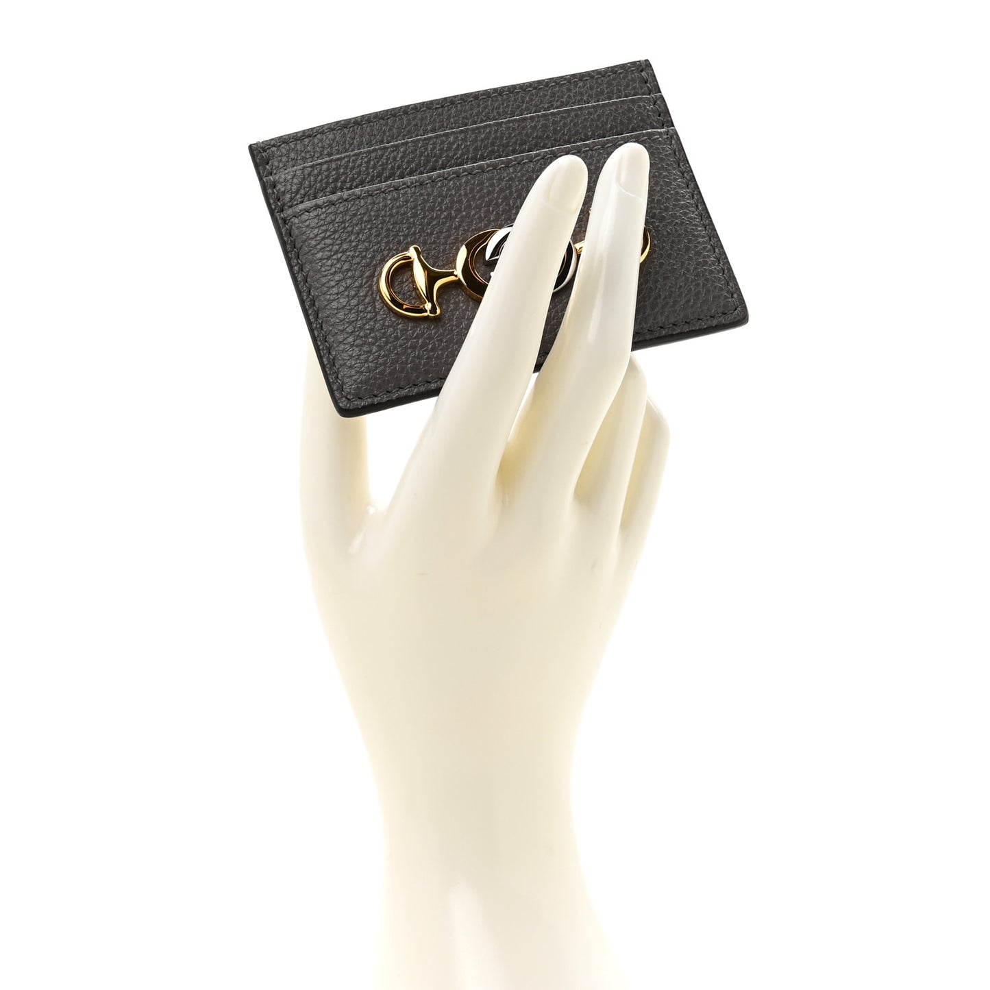Grainy Calfskin Zumi Card Holder Dusty Grey