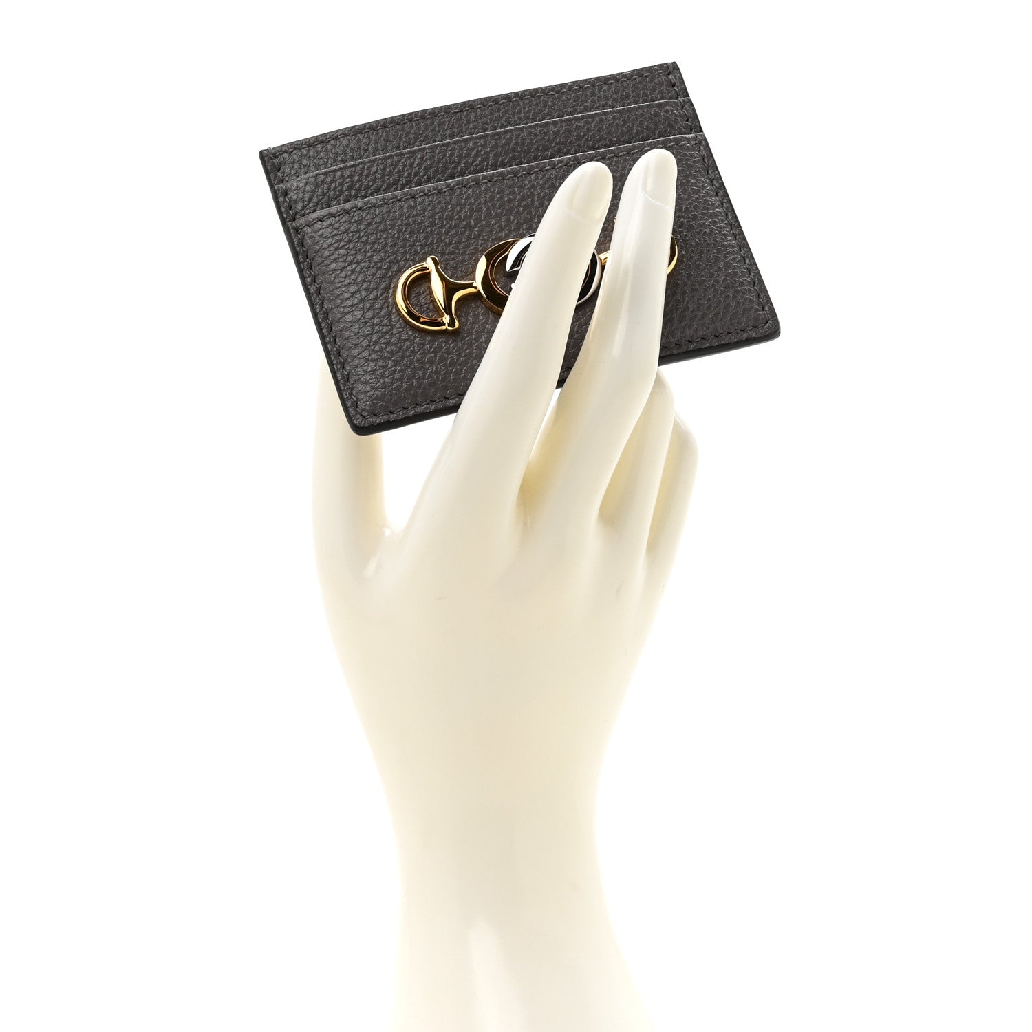Gucci Grainy Calfskin Zumi Card Holder Dusty Grey 2 of 7