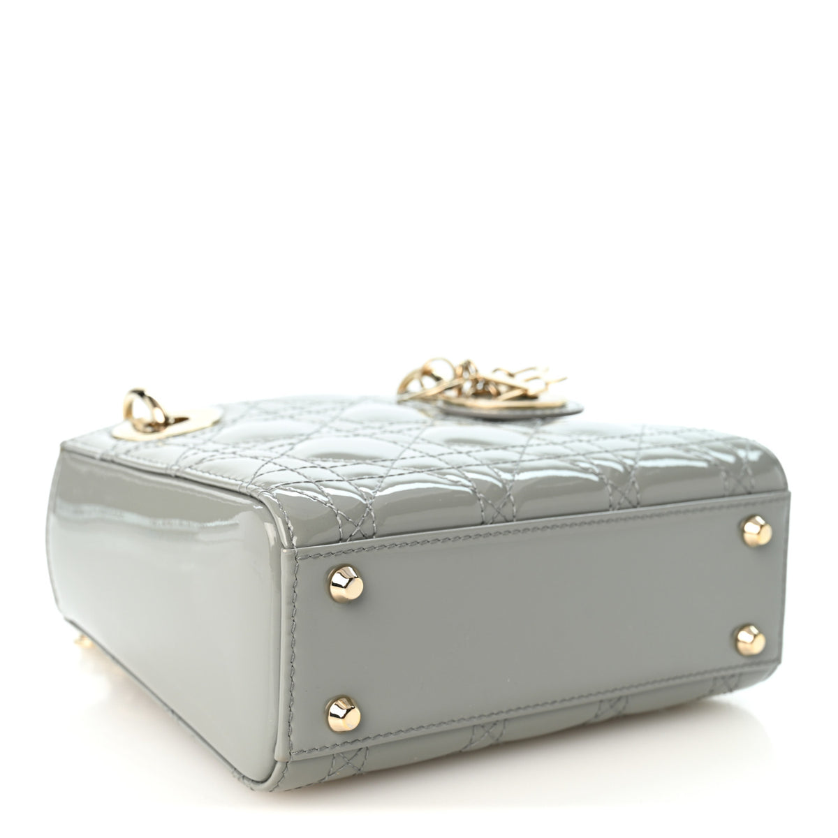 Christian Dior Patent Cannage Mini Lady Dior Grey Stone 4 of 10