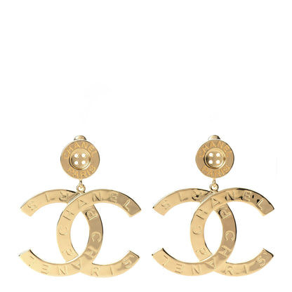 Chanel Metal Large Paris Button Earrings Gold 1 of 5
