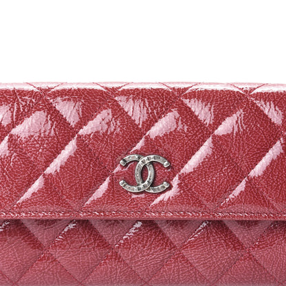 Chanel Distressed Patent Calfskin Quilted Large Flap Wallet Dark Pink 10 of 11