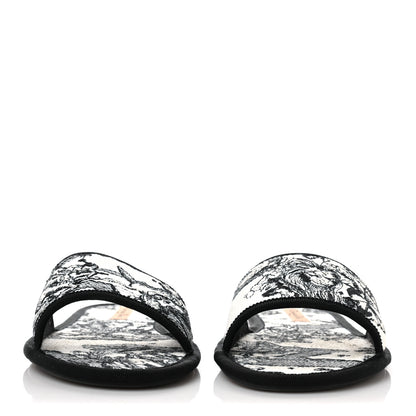 Christian Dior Canvas Embroidered Toile De Jouy Chez Moi Sandal 40 Black 2 of 8