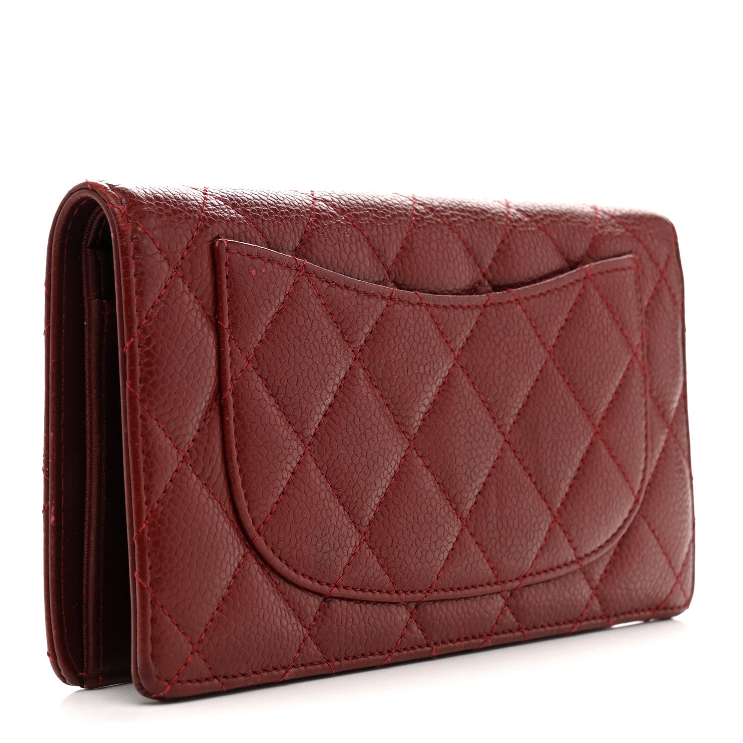 Chanel Caviar Quilted Yen Wallet Red 3 of 12