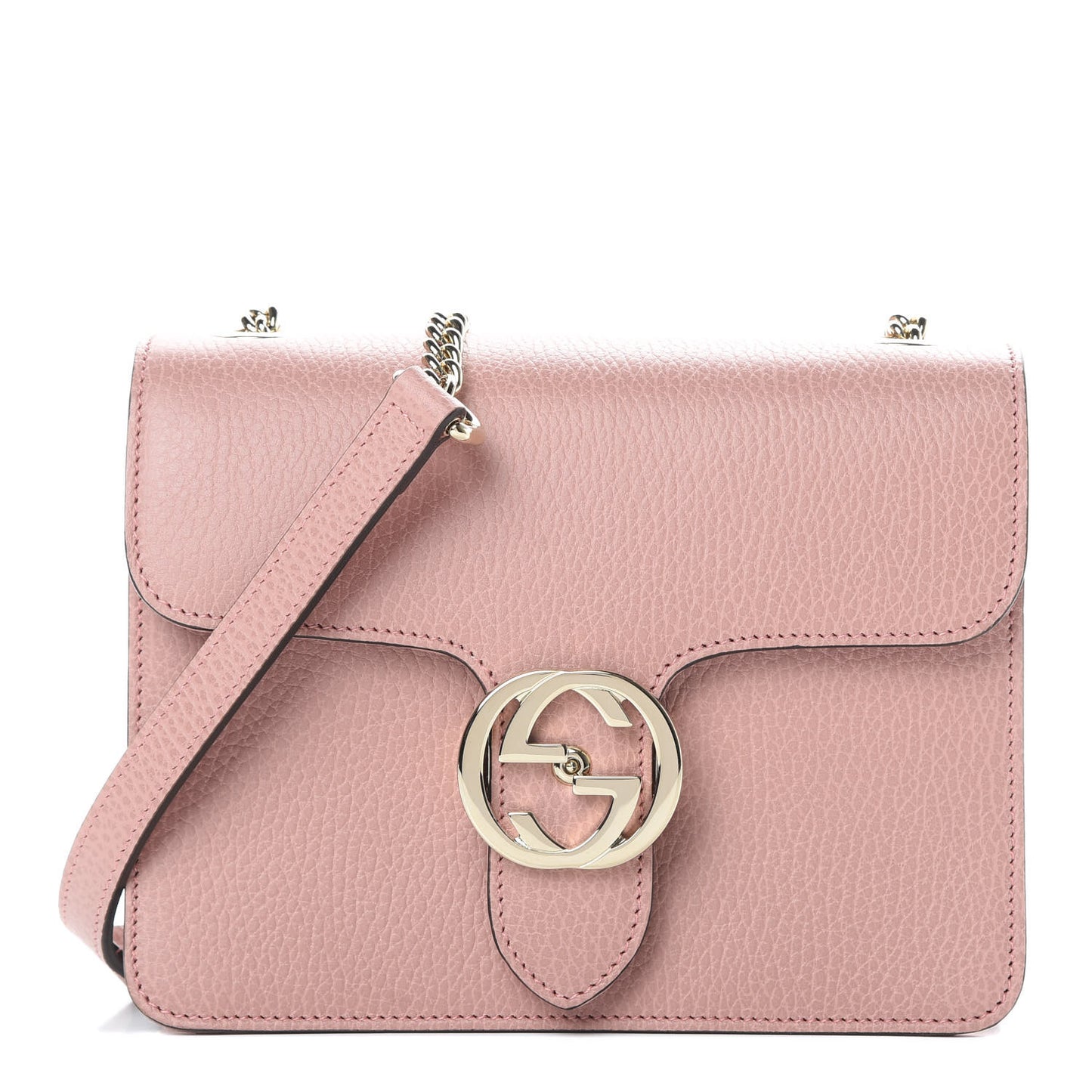 Dollar Calfskin Small Interlocking G Shoulder Bag Soft Pink