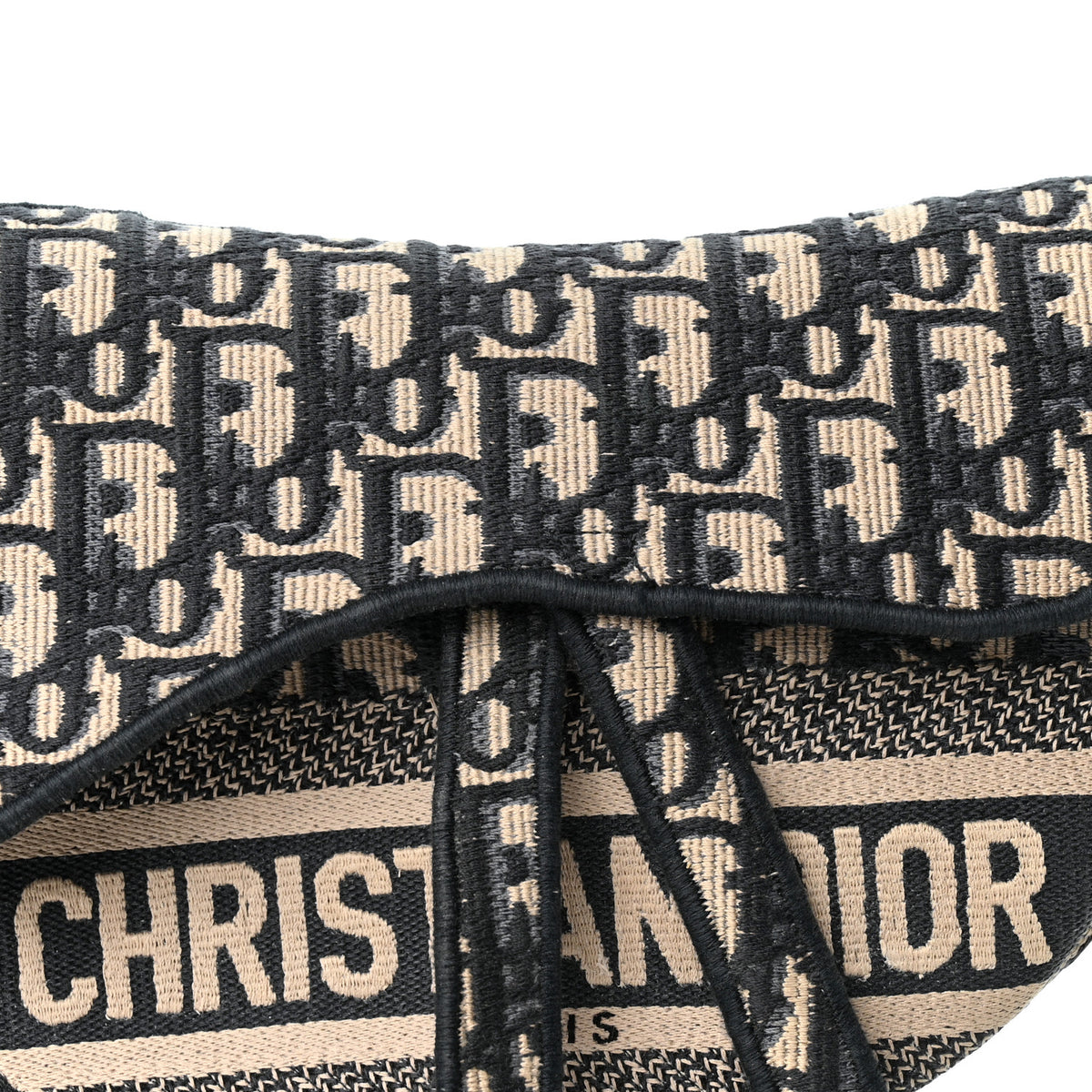 Oblique Embroidered Saddle Bag Blue