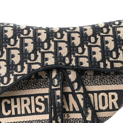 Christian Dior Oblique Embroidered Saddle Bag Blue 8 of 10