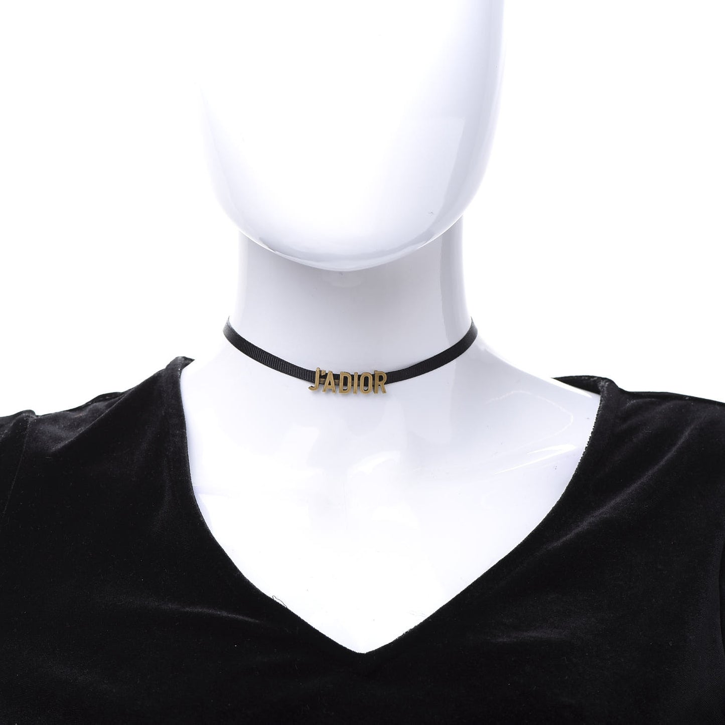 Grosgrain Ribbon J'Adior Logo Choker Necklace Black