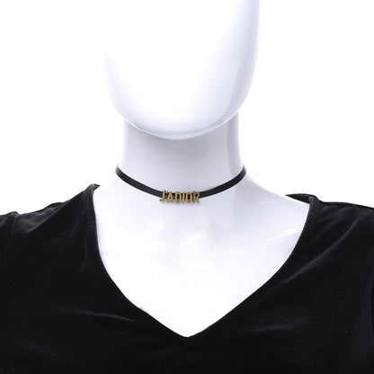 Christian Dior Grosgrain Ribbon J'Adior Logo Choker Necklace Black 2 of 6