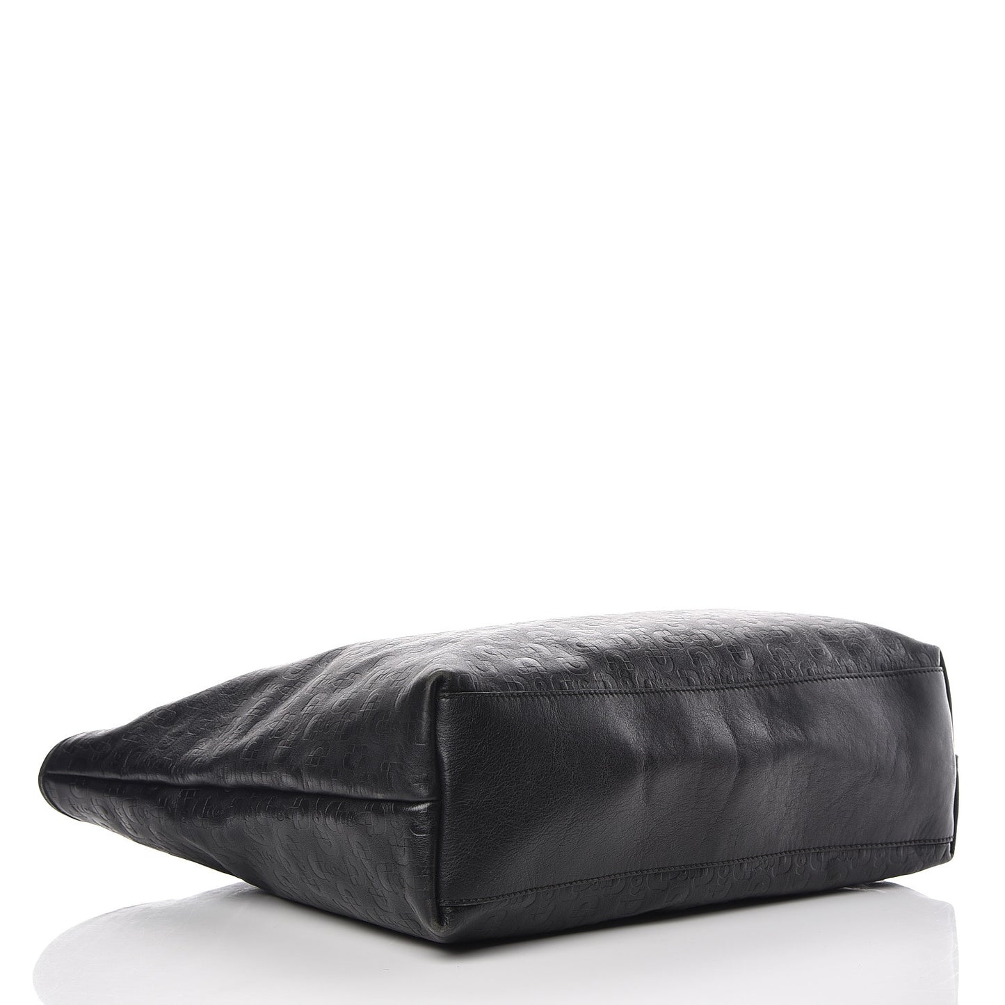 Calfskin Horsebit Embossed Large Tote Black