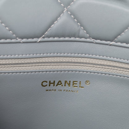 Chanel Shearling Sheepskin Single Flap Gray Pink Beige 5 of 12